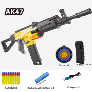 تفنگ اسباب بازی شارژی تیر فومی Lancher مدل AK47 -اسباب بازی
